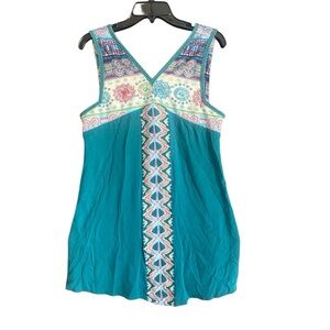 Anthropologie THML Sleeveless Green Embroidered Shift Dress. Size Medium